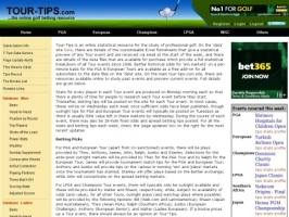 Tour tips, online golf betting resource